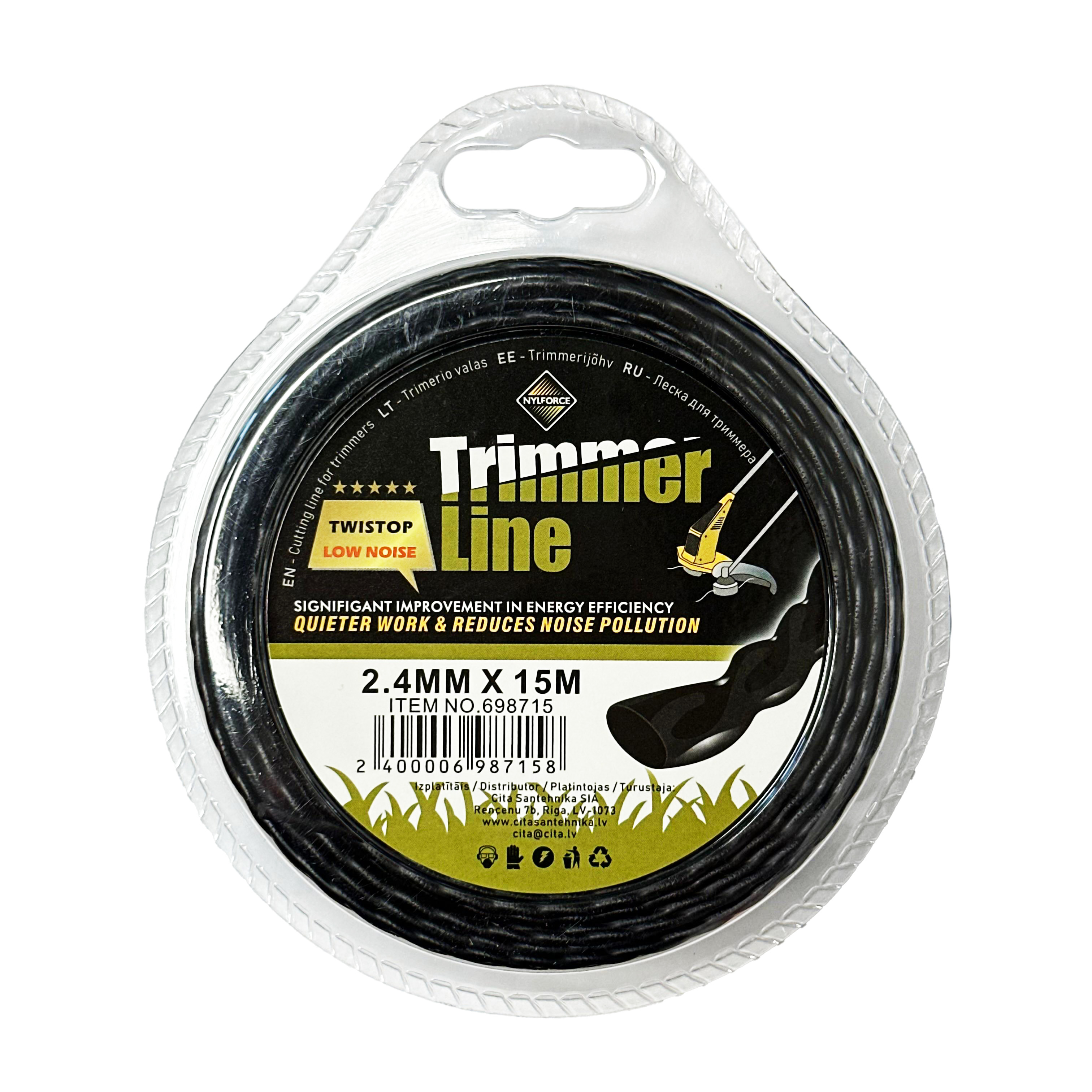 #Aukla trimmerim vīta 2,4mmx15m |