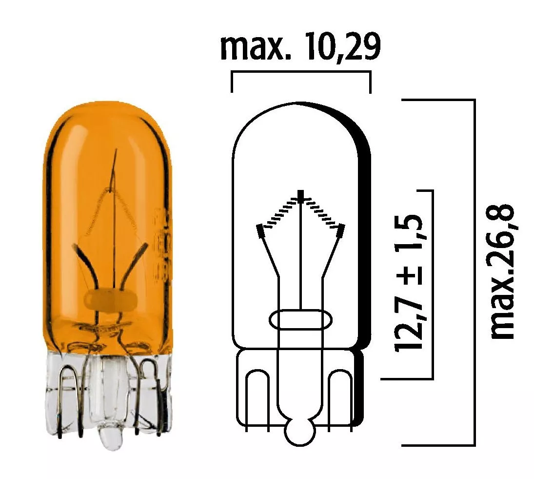 Autolampa T10 12V 5W WY5W, oranža