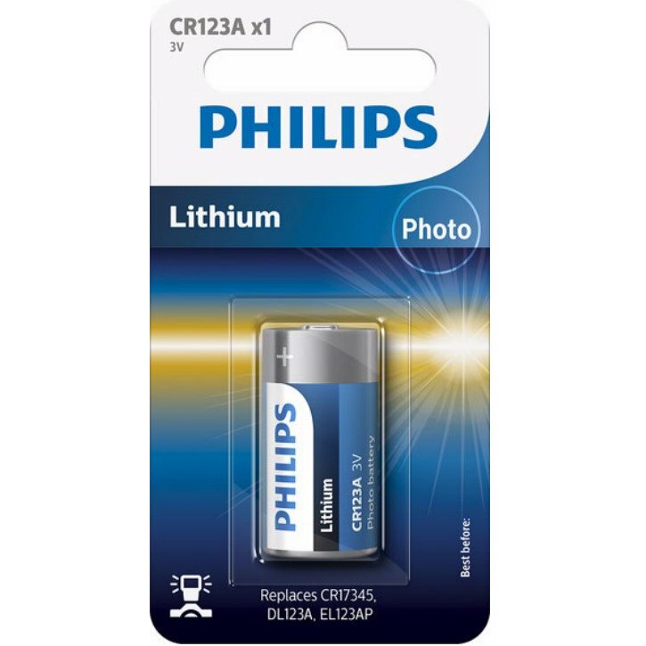 Baterija Philips CR123A 3V Litija 1gab