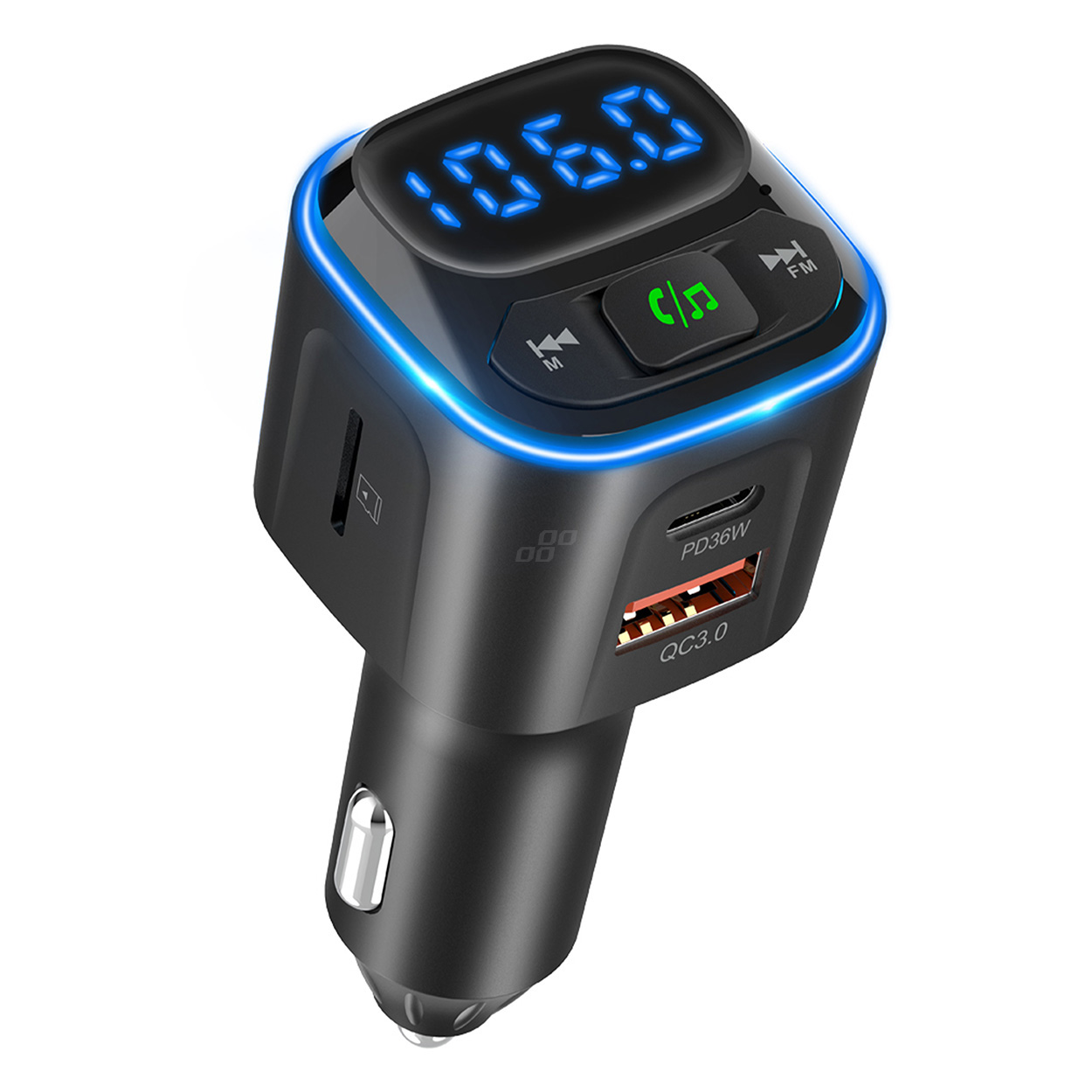 AMIO FM transmiters mikroSD, USB-A, 2xUSB-C