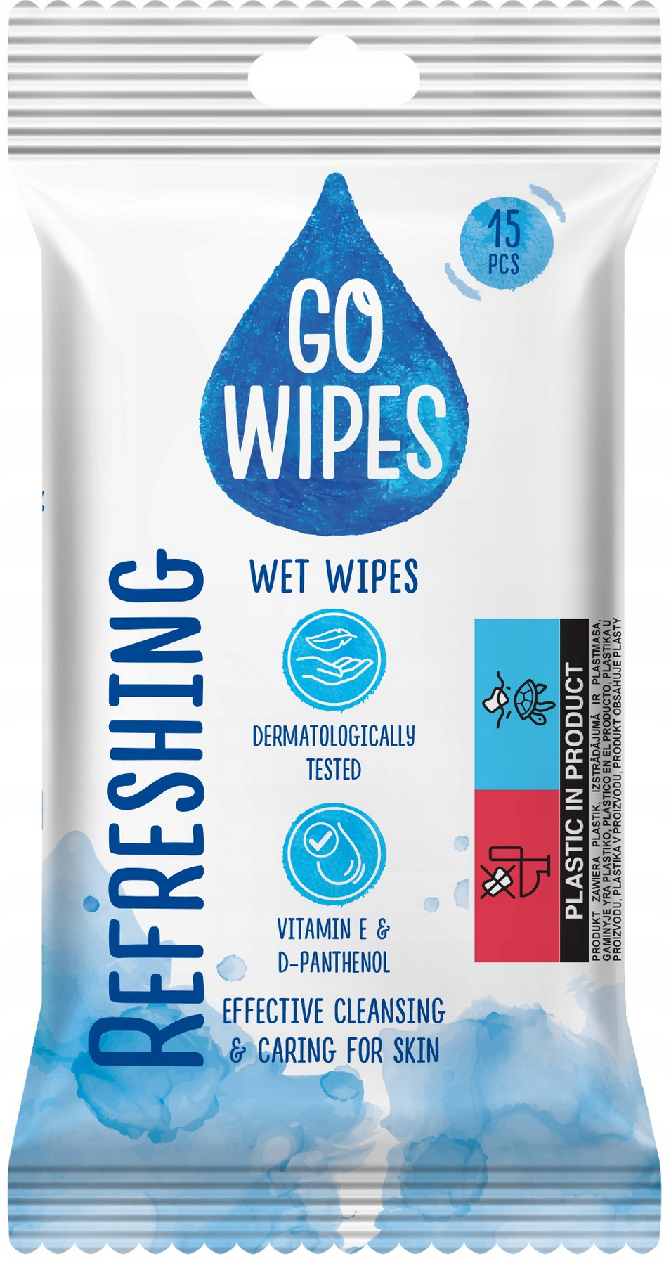 Mitrās salvetes rokām GO WIPES, 15