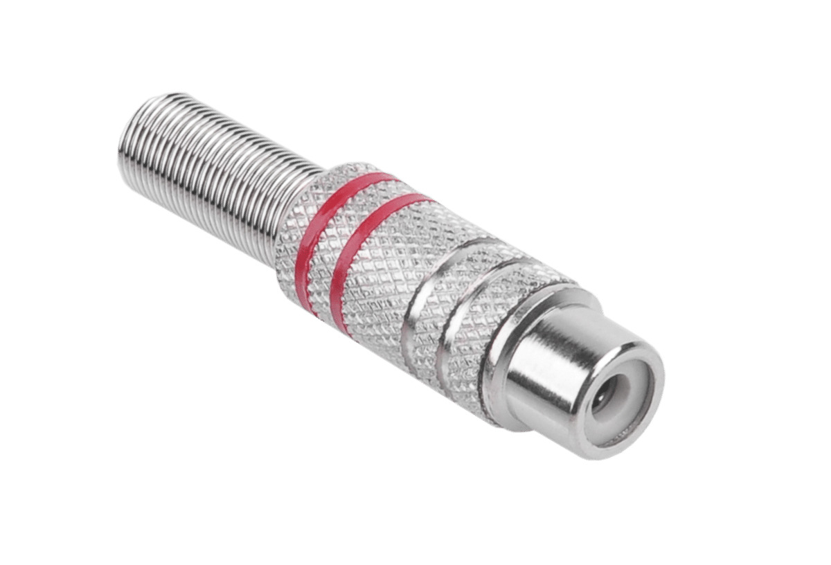 Niķeļa RCA ligzda, 2 kontaktu, sarkans