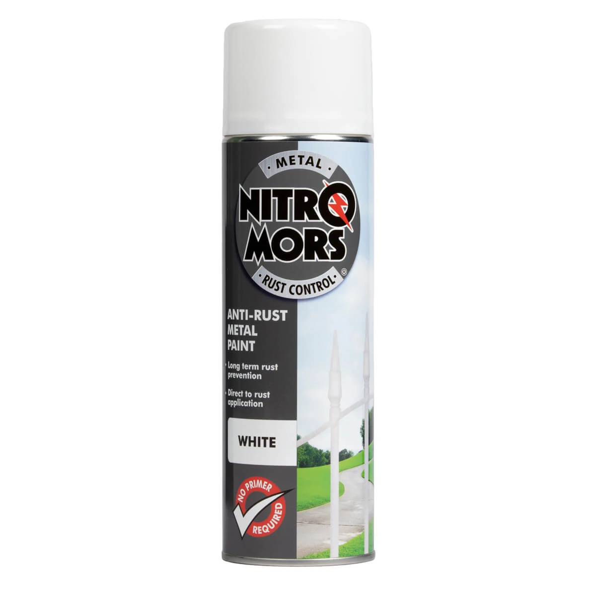 NitroMors antikorozijas krāsa metālam, balta, aerosolā