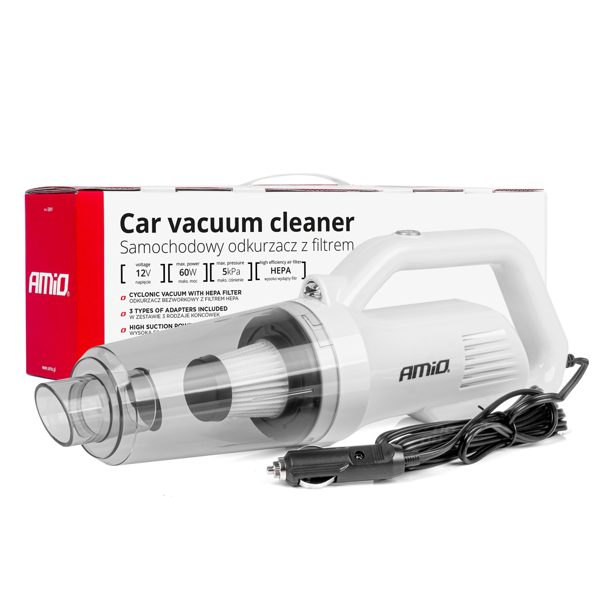 AMIO Putekļusūcējs automašīnai 12V, 60W |