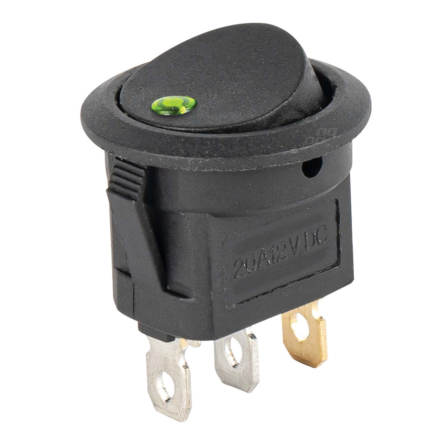 AMIO Slēdzis apaļš On/Off, zaļa diode