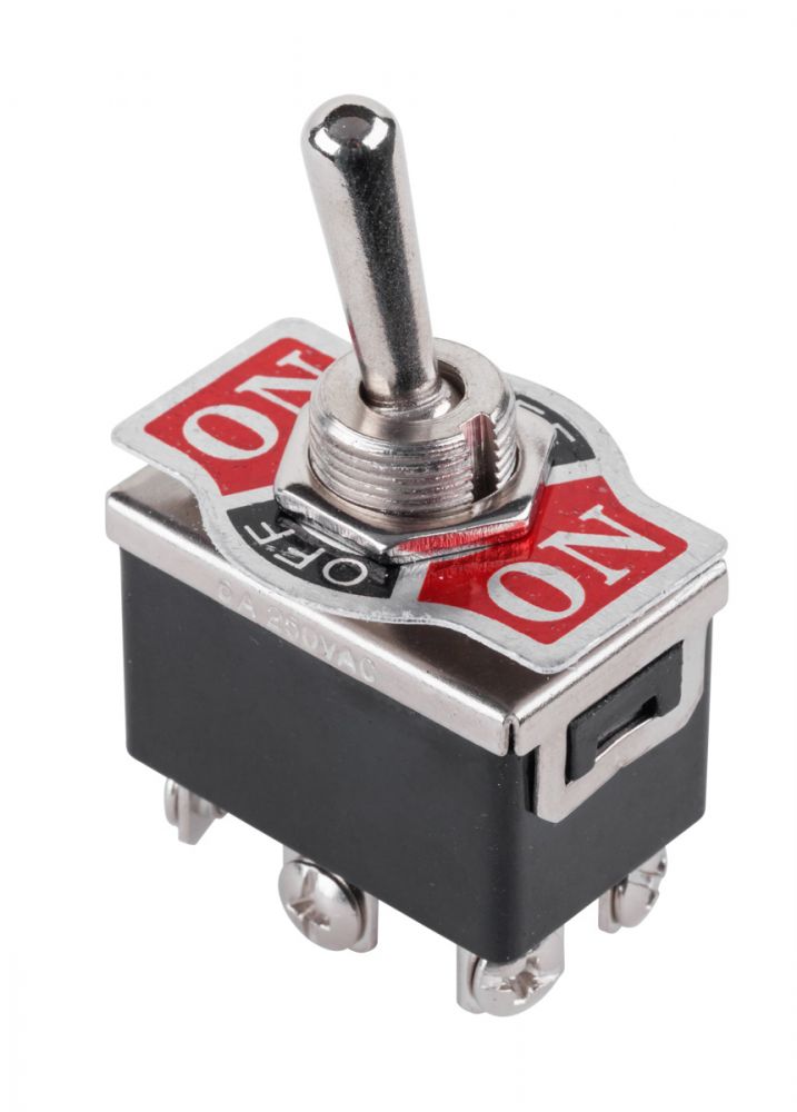 Slēdzis kvadrātveida On-Off-On, sešas spailes, 6A/250V